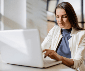 A woman at a laptop