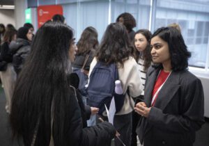 Students and graduates networking and connecting with employers at STEM Women Careers Event